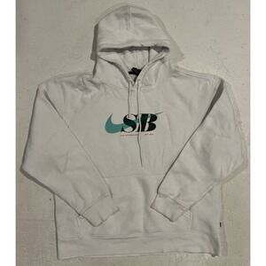 Nike SB Hoodie Mens Size XL White Pullover Spellout Logo Pocket CW5615-100‎